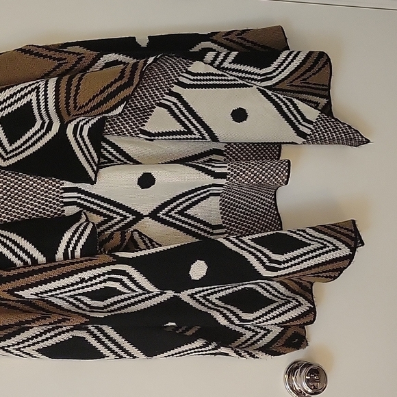 WEST 36TH Geometric Art Deco Draped Grandpa Cardigan Sweater Medium Large - Picture 4 of 9
